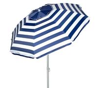AKTIVE Grand Parasol, Ø200 cm, avec Toit Ventilé, Protection UV50, Motif Marinière, Mât 28-32 mm, Mât Flexible, Y Compris Sac de Transport