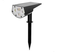 AKTIVE Spot solaire LED 2 en 1, lumière chaude 5-10 lumens, avec piquet ou montage mural, sans câblage, étanche, portée 1-2 m, autonomie jusqu'à 8 heures, éclairage jardin et terrasse (61585)