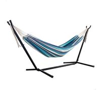AKTIVE Vivac 63204 Hamac extérieur, 260 x 108 x 102 cm, pour 2 Personnes, Structure en Acier autoportant, Tissu à Rayures Polyester, supporte 250 kg, kit Camping, chaises Longues de Jardin extérieur