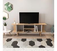 Akya Meuble TV 160 cm avec Niches pour le Rangement (Chêne et Blanc)