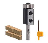 AKYLIN Fraise à Affleurer Réversible - Tige 8 mm - Lame Interchangeable en Carbure de Tungstène - 2 Côtés - Avec Roulement à Billes - Pour Traitement des Bords en Bois