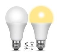 Akynite Ampoule LED Capteur Crépusculaire E27 12W 1200lm Blanc Chaud 3000K, 230V 160 degrés, équivalent à 100W, Ampoule LED Détecteur de Lumière E27 pour Entrée Jardin Extérieur, lot de 2