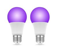 Akynite Ampoule Lumière Noire E27 LED 9W, UVA 385-400nm, Lumiere Noire Soiree Fluo, AC 85-265V, Lumière pour Fete Fluorescente Soirées Halloween Party, lot de 2