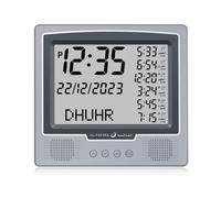 Al salama Azan - Horloge de table automatique numérique mondiale 8 sons d'appel à la prière, horloge de prière musulmane pour décoration de maison, cadeau Ramadan (Gris)