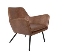 ALABAMA - Fauteuil de salon aspect cuir vintage marron Marron