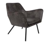 ALABAMA - Fauteuil de salon aspect cuir vintage noir Gris