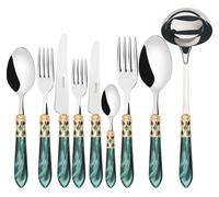 ALADDIN Bague dorée, service de couverts 75 pièces, coffret en bois wengé, Casa Bugatti