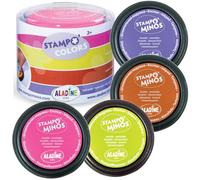 Aladine - 4 Encreurs Stampo Colors Festival - Encre pour Tampons Enfants - Taille XXL & Encre Lavable - Encreurs Géants Grand Format - Activité Manuelle, Loisirs Créatifs - Dès 3 ans