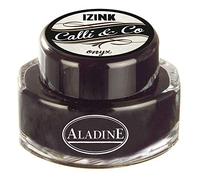 Aladine - Encre Izink Calli and Co Noir Onyx - Encrier pour Calligraphie, Écriture à La Plume et Carterie Créative - Made in France - Flacon Pot 15 ML - Couleur Noire Onyx