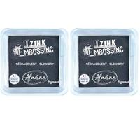 Aladine - Encreur Izink Pigment Black - Grand Encreur à Séchage Lent - Scrapbooking, Embossing et Carterie Créative - Taille L - 8 x 8 cm - Coloris Noir (Lot de 2)