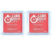 Aladine - Encreur Izink Quick Dry - Encreur à Séchage Rapide - Scrapbooking, Bullet Journal et Carterie Créative - Taille M - 5 x 5 cm - Couleur Rouge (Lot de 2)