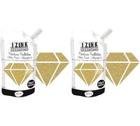 Aladine - Izink Diamond - Peinture Pailletée - Ultra Concentrée en Paillettes - Décoration Tout Support - DIY et Loisirs Créatifs - Made in France - Gourde Souple 80 ml - Doré (Lot de 2)
