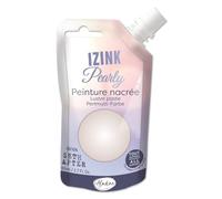 Aladine - Izink Pearly - Peinture Nacrée - Ultra Couvrante, Tout Support - DIY et Loisirs Créatifs - Gourde Souple 80 ml - Ecru