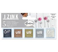 Aladine - Kit 5 Encreurs Classiques Métal - Encres pour Tampons - Or, Argent, Cuivre, Noir, Blanc - Izink Métalliques - Pour Personnaliser Invitations, Cadeaux, Menus, Étiquettes, Scrapbooking - 03945