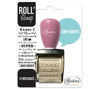 Aladine - Roll' Stamp Compliments - Tampon à Molette - 12 Messages à Tamponner Partout - Idéal pour Bullet Journal, Scrapbooking 2159 Noir