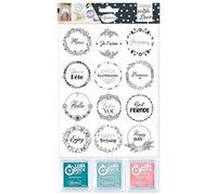 Aladine - Tampons en mousse Stamp With Love Couronnes Expressions - 12 tampons + 3 encreurs - Noir