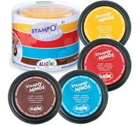 Aladine - Stampo Colors Arlequin - Encreurs Taille XL de Couleur - Encre Lavable - Activités Manuelles et Loisirs Créatifs pour Enfants - Boîte de 4 Encreurs Grand Format - Dès 3 ans 85151