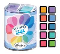 Aladine - Stampo Izink Pigment Pastel - Kit de 10 Encreurs Couleur - Set Encreurs pour Tampons Scrap, DIY, Loisirs Créatifs - Couleurs Pastels