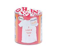 Aladine - Stampo Textile Alphabet - Kit de 44 Tampons pour Tissu - Encreur Inclus - Fixation au Fer à Repasser - Lavable en Machine - Motifs Lettres et Chiffres