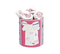 Aladine - Stampo Textile Licorne - Kit de 14 Tampons pour Tissu - Encreur Inclus - Fixation au Fer à Repasser - Lavable en Machine - Motifs Licornes 05265