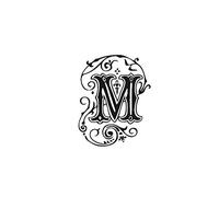 Aladine - Tampon Alphabet Arabesque - Support En bois - Scrapbooking et Carterie Créative - Lettre M