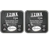 Aladine - Tampon Encreur Noir - Izink Dye 5 x 5 cm - Encre à Séchage Rapide - Pour Scrapbooking, Carterie, Pochoirs, Bullet Journal, Loisirs Créatifs - Encre Française - Taille M - Réglisse (Lot de 2)