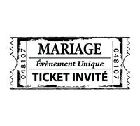 Aladine - Tampon Mariage - Support En bois - Réalisation Invitation et Faire Part de Mariage - Scrapbooking et Carterie Créative - Motif Ticket Mariage