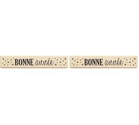 Aladine - Tampons Bois « Bonne Année » - Pour Invitations, Cartes de Voeux, Étiquettes Cadeaux - 8 x 1,5 x 2,3 cm - Scrapcooking, Bullet Journal, Loisirs Créatifs - Confettis, Étoiles - 1890