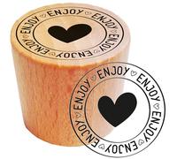 Aladine - Tampons Bois Rond « Enjoy ! » - ø 2,8 cm - Bois 100% FSC - Tampon pour Carterie, Lettes, Loisirs Créatifs, Étiquettes & Papiers Cadeaux - Étoiles - 1895