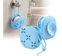 ALAFLY Lot de 2 Supports en Silicone pour Shower Steamers avec Ventouse, Porte-Galet Aromathérapie Suspendu & Porte-Savon Drainant pour Douche et Salle de Bain - Réutilisable, Bleu