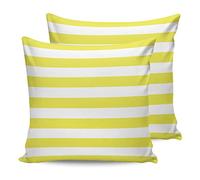 ALAGEO - Lot de 2 housses de coussin imperméables pour l'extérieur - Motif rayé jaune et blanc - Décoratives - Pour meubles de patio - Housse de coussin jetable pour canapé, fauteuil, chaise - 45,7 x