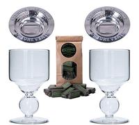 ALANDIA Absinthe Set Louche de 2x Verres à Boule faits à la main avec réservoir | 2x Brouilleurs en acier inoxydable | 1x Sucre