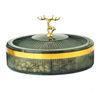 Alanmoship Candy Bol à collation transparent multi-couches avec poignée en cerf et couvercle scellé pour décoration de table de fête à la maison, matériau PET, vert (B)