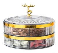 Alanmoship Candy Bol à collation transparent multi-couches avec poignée en cerf et couvercle scellé pour décoration de table de fête à la maison, matériau PET, vert (D)