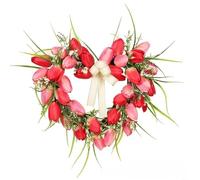 Alanmoship Couronne de roses artificielles en forme de cœur de 40 cm avec fleurs réalistes en soie et plastique en rouge ou rose pour la Saint-Valentin, les mariages de printemps, les fêtes à la