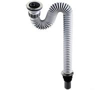 Alanmoship Égouttoir d'évier de cuisine en acier inoxydable de 70 mm avec tuyau extensible de 320 à 830 mm, couvercle d'étanchéité en PVC, siphon anti-odeur pour la rénovation de la salle de bain et