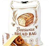 Alanmoship Grand sac à pain en cire d'abeille avec fermeture éclair, sac de rangement en lin pour pains frais au levain, housse réutilisable pour comptoir de cuisine ou réfrigérateur (pain miel)