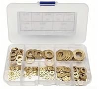 Alanmoship Lot de 180 rondelles plates en laiton 2 à 10 mm Assortiment d'entretoises en métal dans une boîte de rangement, matériel conducteur résistant à la rouille pour réparation électrique DIY