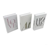 Alanmoship Lot de 3 boîtes à livres décoratives avec fermeture magnétique, faux livres pour la maison et le bureau, ornements de rangement simples de style rustique, 267 x 17 x 42 cm