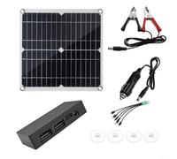 Alanmoship Panneau solaire de 50 W avec ports USB, sortie 5 V/12 V/18 V pour le chargement du téléphone, silicone monocristallin, design pliable pour camping, randonnée, camping-car, bateau, extérieur