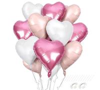 Alaoo Ballons Coeur Rouges, 12PCS Ballons en Aluminium Mylar en Forme de cœur Foil Ballon, Ballons Fête Grands pour décorations de fête d'anniversaire, Mariage, Vacances, fête prénatale