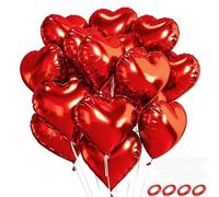 Alaoo Ballons Coeur Rouges, 30PCS Ballons en Aluminium Mylar en Forme de cœur Foil Ballon, Ballons Fête Grands pour décorations de fête d'anniversaire, Mariage, Vacances, fête prénatale (Rouge)