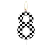 Alaoo Bougie d'anniversaire 8 Ans, Bougie Numéro Damier Noires et Blanches | Gâteau Topper Bougies à Chiffre, Bougies d'anniversaire Décoration à thème pour Fête Anniversaire Fille Garcon