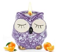 Alaoo Bougie Parfumée Élégante, Violet Bougie Décoration Hibou aux Notes d'Orange Douce jusqu’à 24h de Combustion, Bougies Cadeaux pour femmes Décoration Maison Apaisante（Flamme Apaisante）
