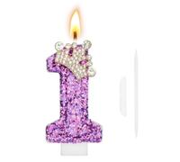 Alaoo Bougies d'anniversaire 1 Ans pour Filles, 3D Bougies Couronne, B | Bougies d'anniversaire Numéro, Bougies Gâteau Topper Decoration, Bougie Scintillante pour Les Enfants Adultes