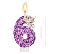 Alaoo Bougies d'anniversaire 6 Ans pour Filles, 3D Bougies Couronne, B | Bougies d'anniversaire Numéro, Bougies Gâteau Topper Decoration, Bougie Scintillante pour Les Enfants Adultes