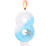 Alaoo Numéro 8 Bougies d'anniversaire, 3D Neige Paillettes Bougie Chiffre | Bougies d'anniversaire Numéro, Bougies Gâteau Topper Decoration, Decoration Gateau Anniversaire pour Les Enfants Adultes