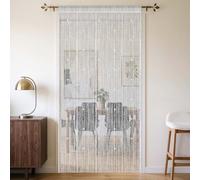Alaoo Rideaux Fils Paillette 100x200cm, Recoupable Rideau De Porte en Perles Polyester Doux String Porte Rideau, Rideau Anti Mouches pour décoration intérieure avec Perles, Blanc