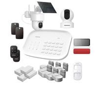 Alarme Daewoo SA804 Refuge - Système Complet Maison : Centrale, Détecteurs Ouverture et présence, Sirène Solaire, Télécommandes, Caméras Intérieure & Extérieure rotatives, Compatible Alexa & Google