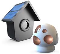 Alarme de portail solaire sans fil - Détecteur de mouvement et récepteur - 3 sensibilités jusqu'à 21,3 m - Extensible à 4 capteurs - 35 mélodies